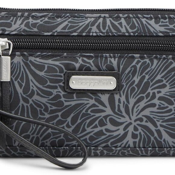 Women's RFID Zip Around Wallet Nylon Polyester Midnight Blossom Print - Picture 1 of 10